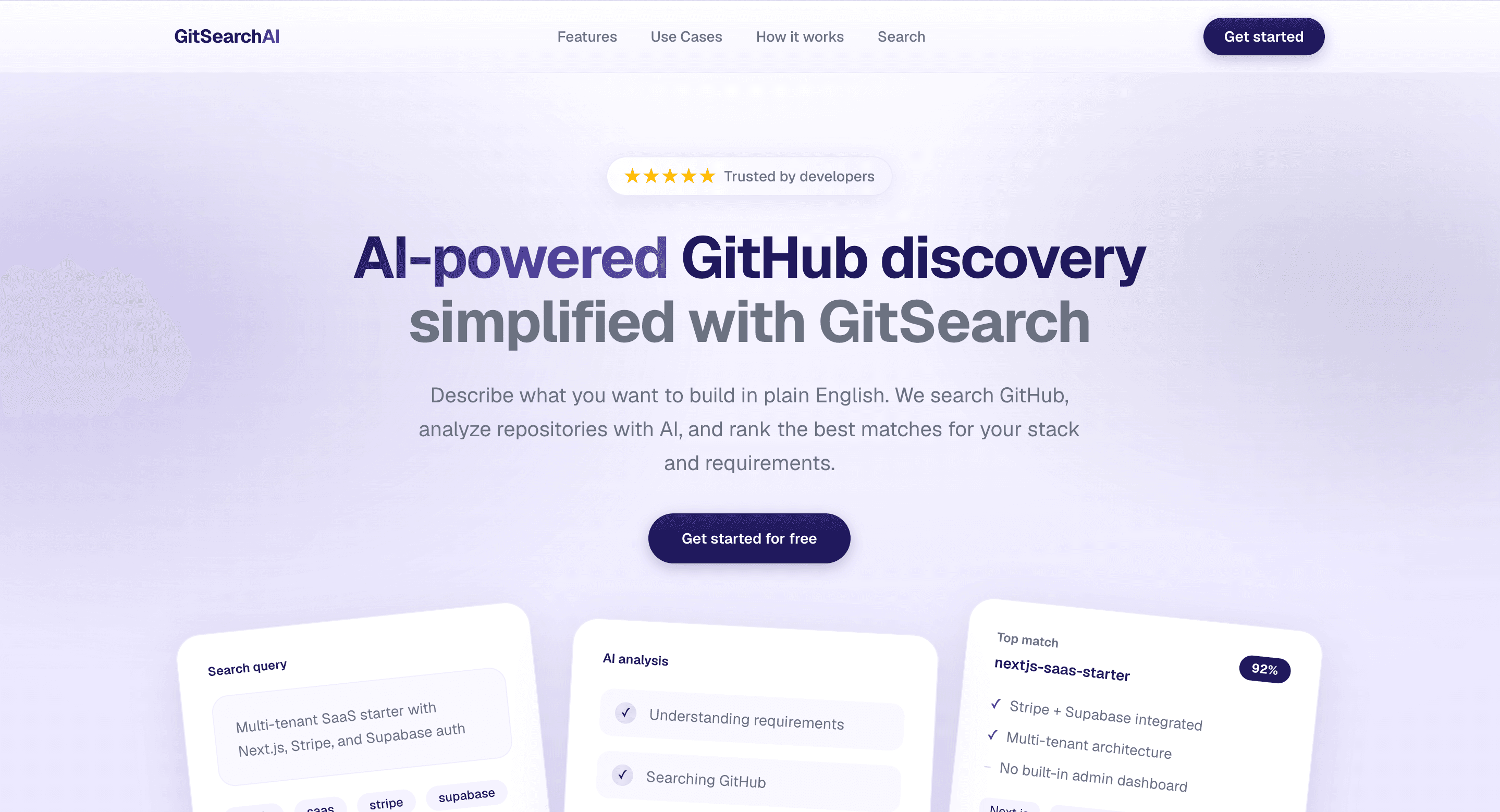 GitSearch AI landing page